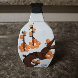 Vintage Ceramic Handpainted Asian Marked Bud Vase